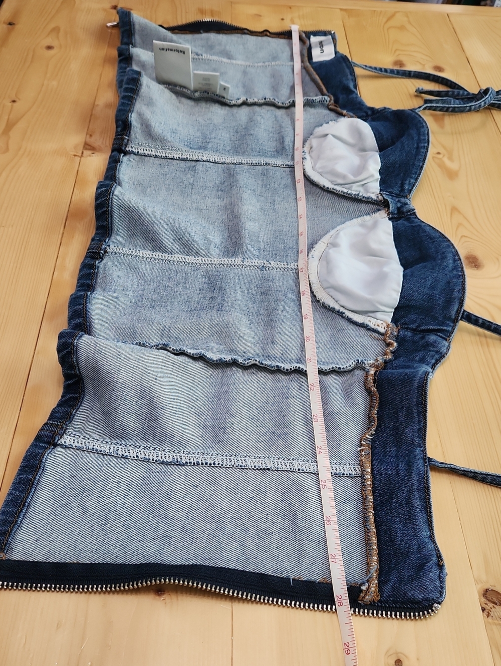 Reformation Chiara Denim Bustier Corset Tie Shoulder Top Size 2 - Picture 10 of 16